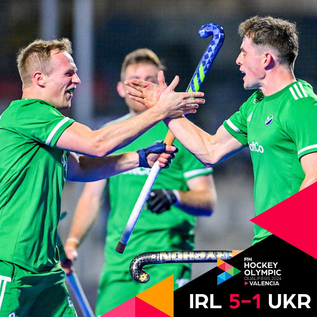 JOB DONE: FULL TIME  IRELAND 5 UKRAINE 1. Great start to the Pool A campaign for <a href="/IreMenHockey/">Ireland Men's Hockey</a> . Next up tournament favourites  Belgium tomorrow evening #teamsoftco <a href="/irishhockey/">Hockey Ireland</a> #Paris2024.