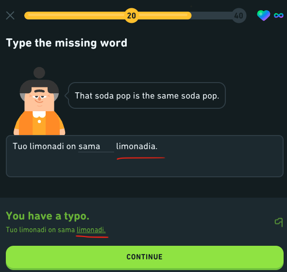 panevesht's tweet photo. When @duolingo is correcting its own mistake! 🙂 https://t.co/dARImplwqX