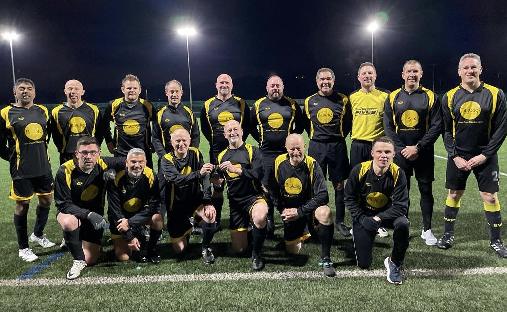 The @LawBlacks #SuperVeterans (over 45) football team got off to a flyer in 2024. 🟡⚫️🏆⚽️ Not the biggest cup (zoom in to actually see it) but neither are The Ashes! A win is a win.