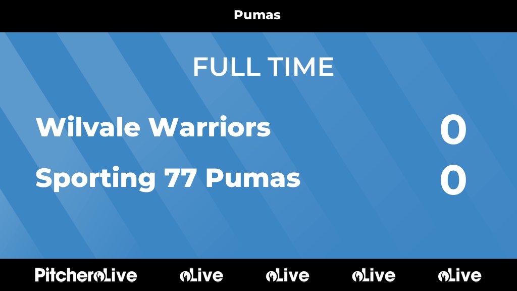 FULL TIME: Wilvale Warriors 0 - 0 Sporting 77 Pumas
#WILSPO #Pitchero
sporting77.co.uk/teams/242963/m…
