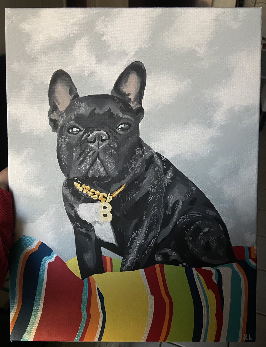 Commissioned piece on 12” by 16” canvas 🐶💖