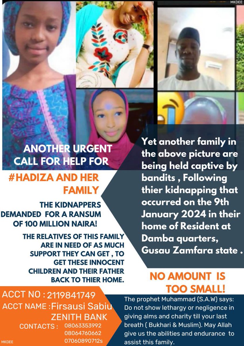 Nanafirdausssii's tweet photo. My friend's dad and her sisters were kidnapped at their residence also. Please no amount is too small, Dan Allah kar mu gaji 🥺🙏🏻🙏🏻 https://t.co/eAYiemhTa9