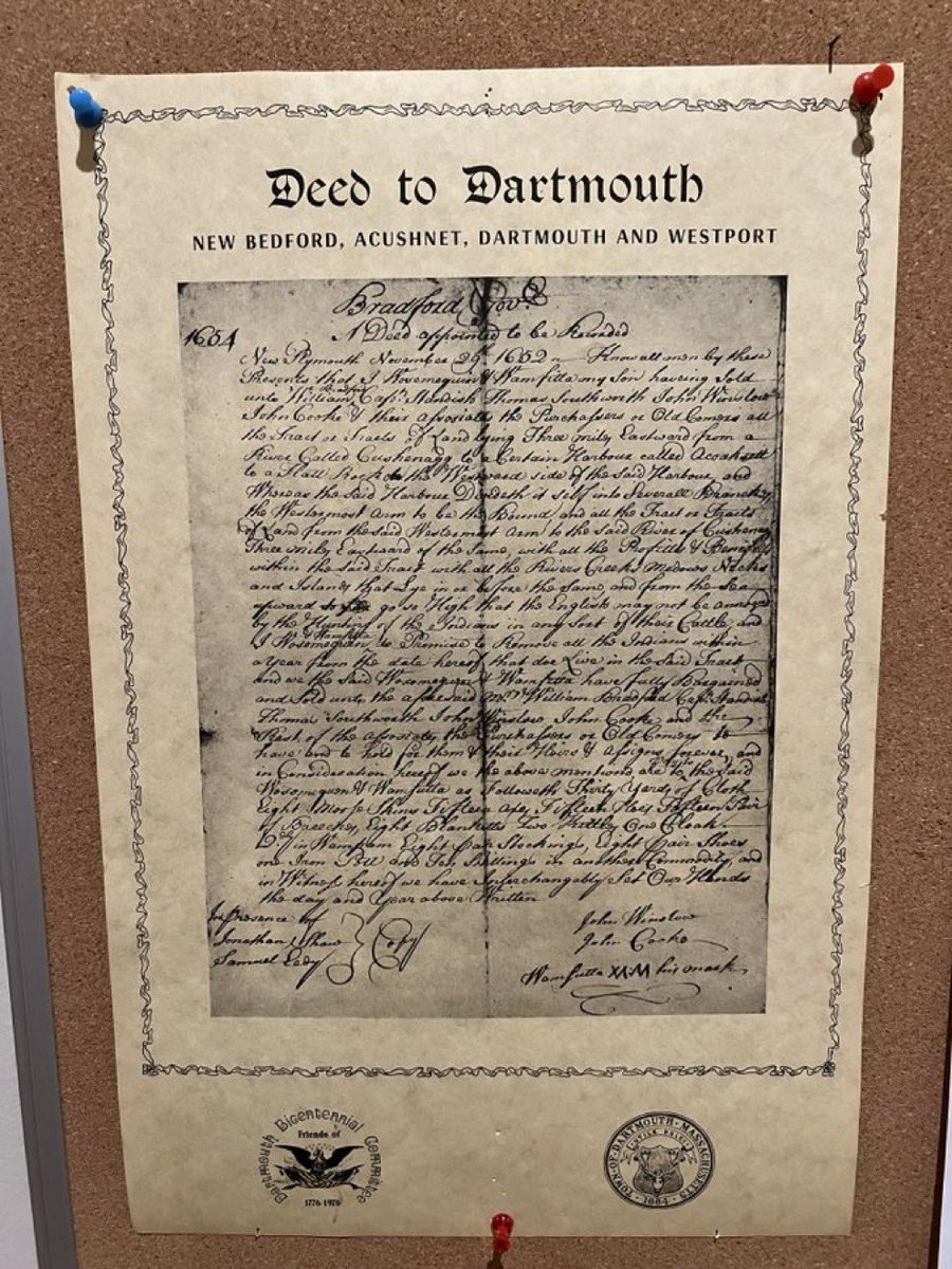 Once again my beloved @Zeiterion promotes the myth that Greater New Bedford is “unceded” tribal land. There is literally a 17th century deed! Bad history does not make for good (even if well deserved & well intended) recognition. Please stick to facts & not to propaganda.