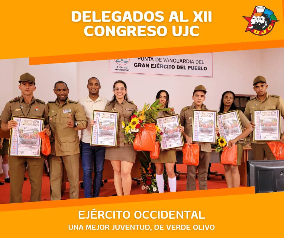 EjtoOccidental's tweet photo. 🔴🔵🟢| La presentación de los delegados al XII Congreso de la UJC en la Asamblea de Representantes del Ejército Occidental fue un testimonio del liderazgo de nuestra juventud.Sus ideas marcarán el camino de la unidad y la continuidad de la Revolución 🇨🇺 #Cuba #EstaEsLaRevolución https://t.co/nE1HX2nmWP
