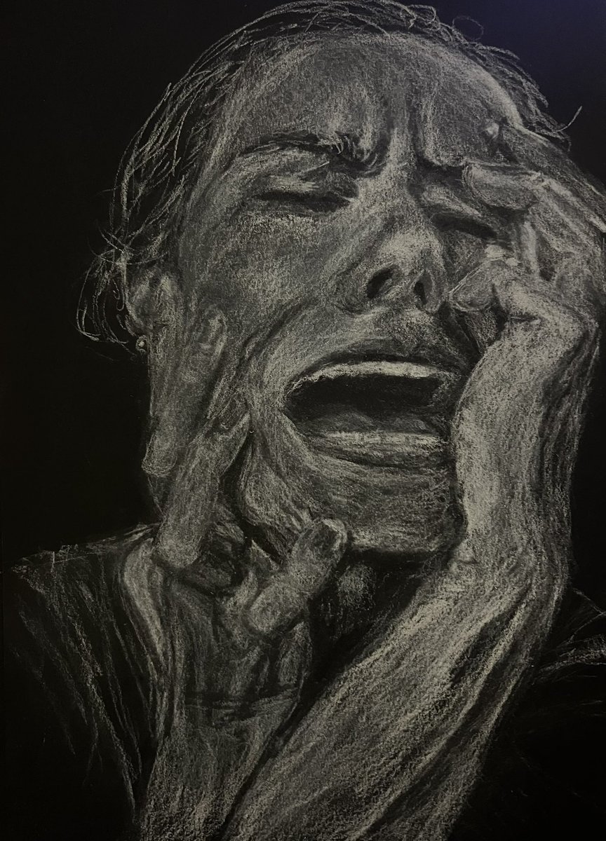 jencromarty's tweet photo. Happy Monday everyone! 
Another portrait sketch as part of the #jyportraitchallenge on Instagram. White charcoal on black paper. #portraitart #charcoalart #charcoalportrait https://t.co/Hgmm5ihPa2