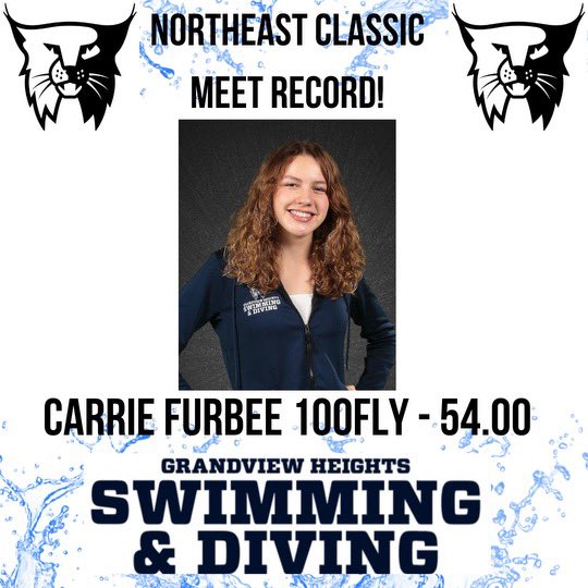 JeffFurbee's tweet photo. @Grandview_Swim has had several recent record breaking performances including Carrie Furbee’s team and meet record in the 100 Fly last night at the Northeast Classic in Canton. Let’s go Cats! @dp_dispatch @CBUSsportsLocal https://t.co/BmNvleR8Uh