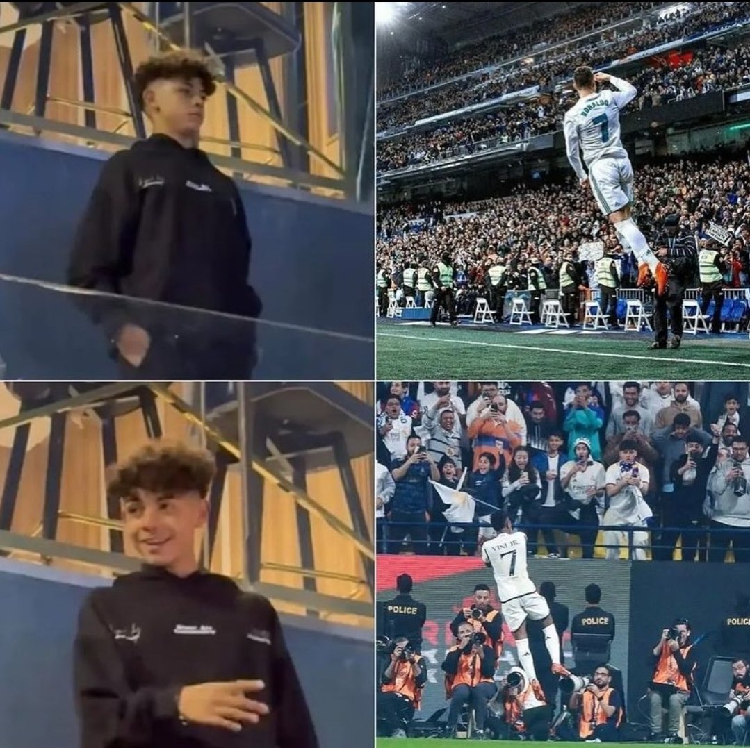 📸 Cristiano Jr. 's reaction to Vinicius Jr. doing the SIUUUU. 🤩