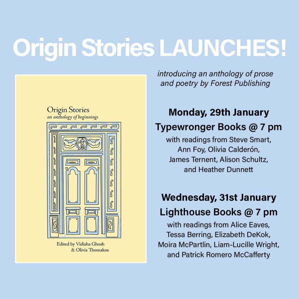 This wee anthology edited by myself and @GhoshVidisha from @TheForestArts is launching later this month!! We hope to see you at @Lighthousebks and @tweetwronger ✨🥳