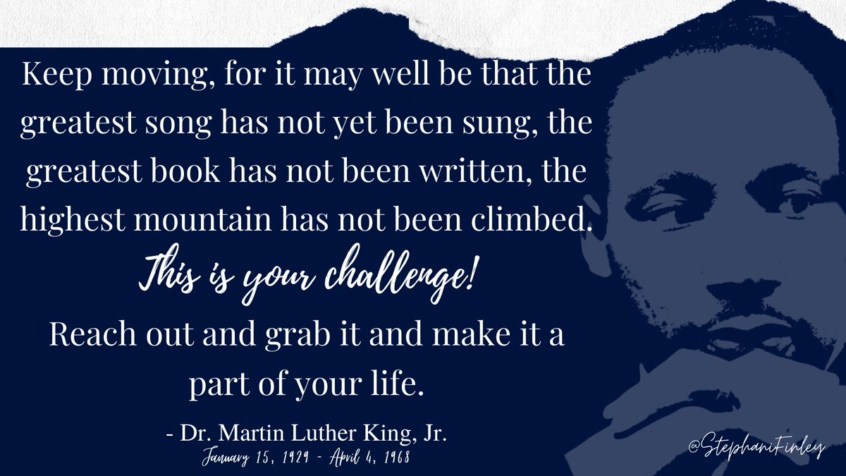 StephaniFinley's tweet image. April 10, 1960@#Spelman Dr.#MartinLutherKing gave his "Keep Moving from This Mountain" Speech. He shared "that we must keep moving. If you can’t fly, run; if you can’t run, walk; if you can’t walk, crawl; but by all means keep moving.” Still true 2day. Your #Leadership is needed!