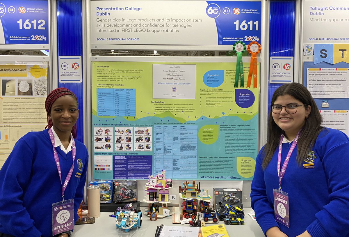 We are so proud of our students who received ‘highly commended’ and ‘display’ awards for their work on gender bias in Lego products at the @BTYSTE. Big thank you to our Science teacher Dr Kelly for her support and encouragement @LEGO_Group @LEGO_Education #genderbias