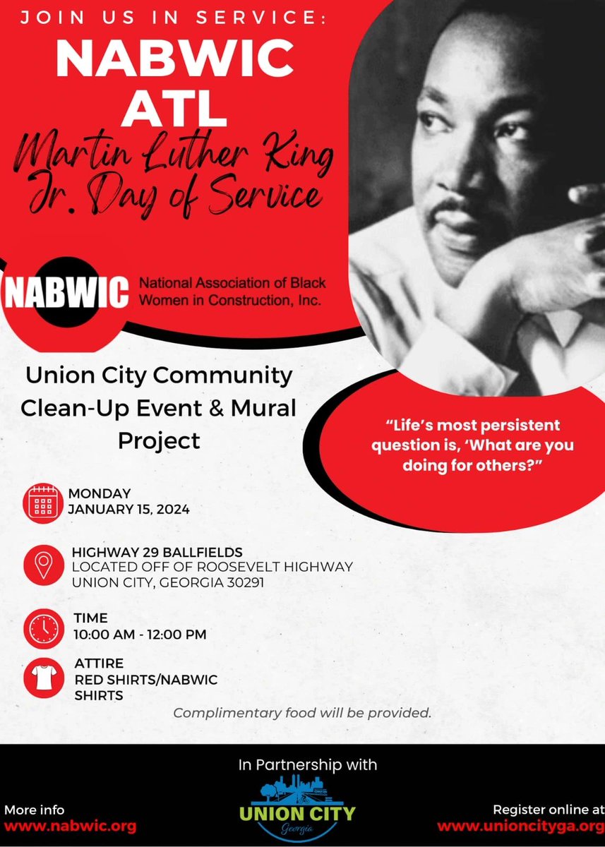 Iammjstrong's tweet photo. Hey.....here's what I'm doing on Monday !!!!! National Association Black Women in Construction supporting Union City Georgia's Community Clean Up and Mural Project...join us !!! @UnionCityGov @NABWIC #CommunityCleanup #MuralProject #JoinUs #MLKDayOfService #RememberingMLK https://t.co/7Is6aEXVmd