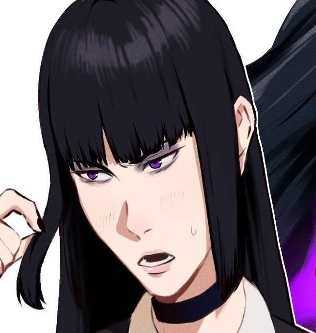 Have you noticed they both have black hair and purple eyes? 