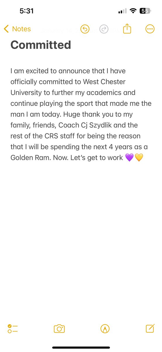 Anthony Carey (@anthonycarey48) on Twitter photo 1000% committed💛💜🐏 can’t wait to get to work!!! <a href="/WCUGoldenRamsFB/">West Chester Golden Rams Football</a> <a href="/CRSFootball/">CR South Football</a> 1000% committed💛💜🐏 can’t wait to get to work!!! <a href="/WCUGoldenRamsFB/">West Chester Golden Rams Football</a> <a href="/CRSFootball/">CR South Football</a>