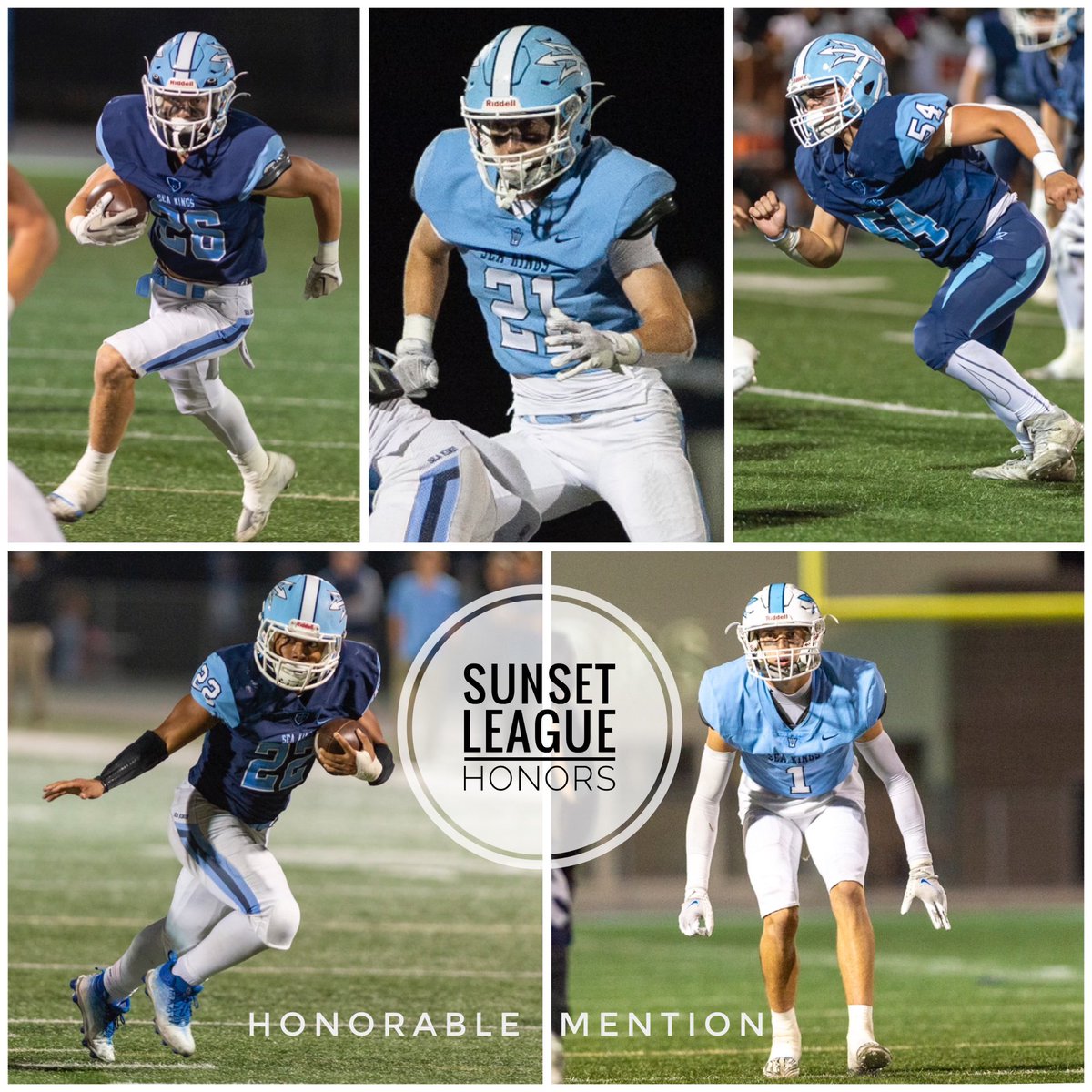CDMFOOTBALL's tweet photo. Sunset League Honors have been announced! Here are our Honorable Mention Sea Kings. So proud of our guys!
#26: Wyatt Lucas
#21: Brady Gadol
#54: Braden McKinney
#22: Owen Sanders
#1: Dillon Lane
Photos : David Woolbert
#sunsetleague #cifssfootball #goseakings🔱 #brotherhood https://t.co/ureqCzs7Kg