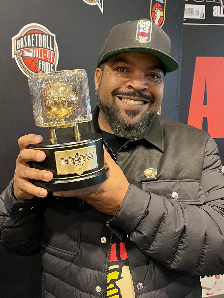 Had a remarkable time at the Naismith Basketball Hall of Fame today. So honored to see the trophy and exhibit for The Ice Cube Impact Award. Can’t wait to reward people in the future who positively impact us through the game of basketball. Thank you @Hoophall.