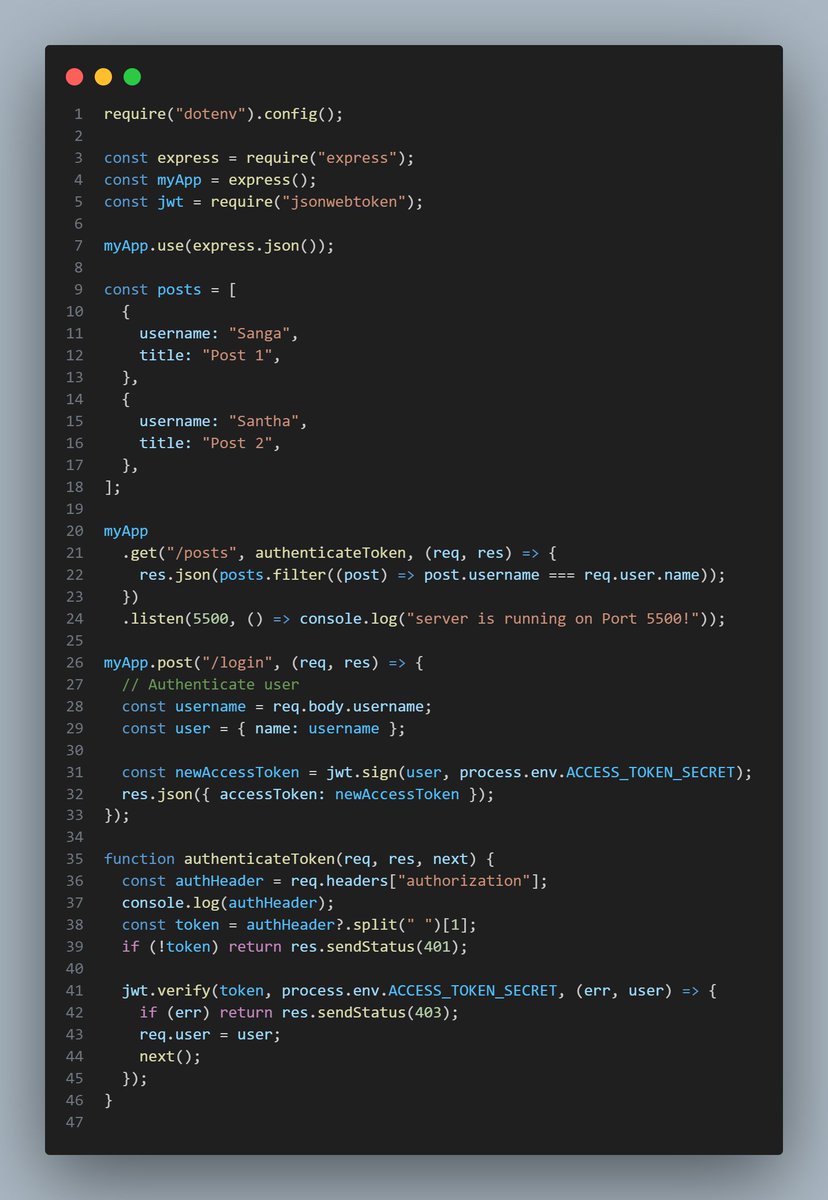 iemsanga's tweet image. Day 43/100      

-&amp;gt; Learned JWT 

github_repo:https:github.com/imsanga/FullSt…

#100DaysOfCode 
#documentingmycodingjourney
