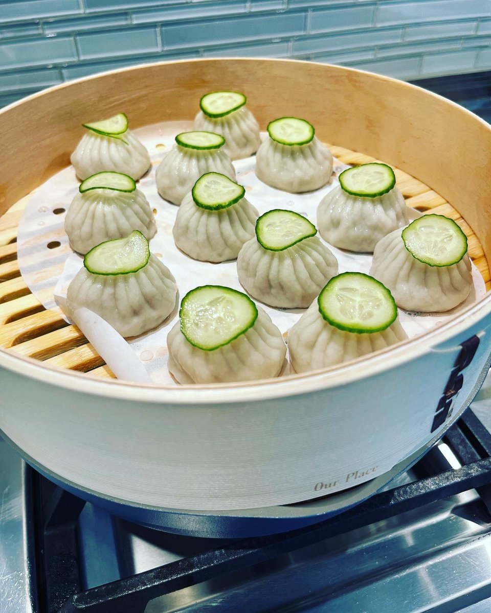 Steaming dumplings with my <a href="/ourplace/">Our Place</a> pan and steamer #homecooking #food #cooking #dumplings #xiaolongbao