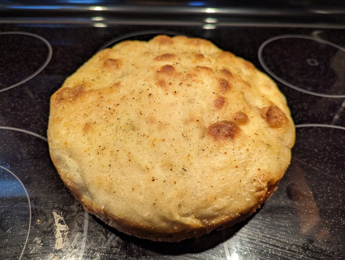 LadyinMT's tweet photo. I think I was the only person who wasn't on the#sourdough bandwagon during covid. I'm trying now, and made a delicious focaccia with my starter!! https://t.co/Hu12mdGb3c