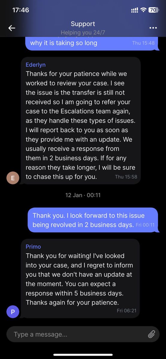 dani_a0's tweet photo. It has been 48 days since I made a transfer via @RevolutApp and they can’t even tell me where my money is. They just give me delays. Pleaseee 😥😥😥 

Am I the only one experiencing this? 
#revolut #fintech https://t.co/ZXEAFjUsX9