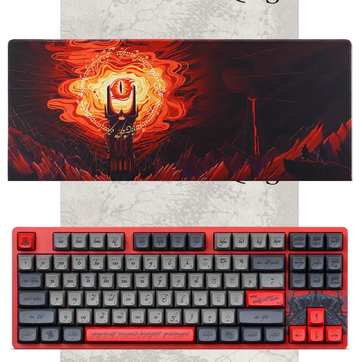 charledge12's tweet photo. New mouse mat and keyboard order so excited 
🥰🥰🥰🥰 just need a new mouse now ❤️
#LordOfTheRings #keyboard #MousePad #mouseMat #pc #pcgaming https://t.co/HISRwwgYDz