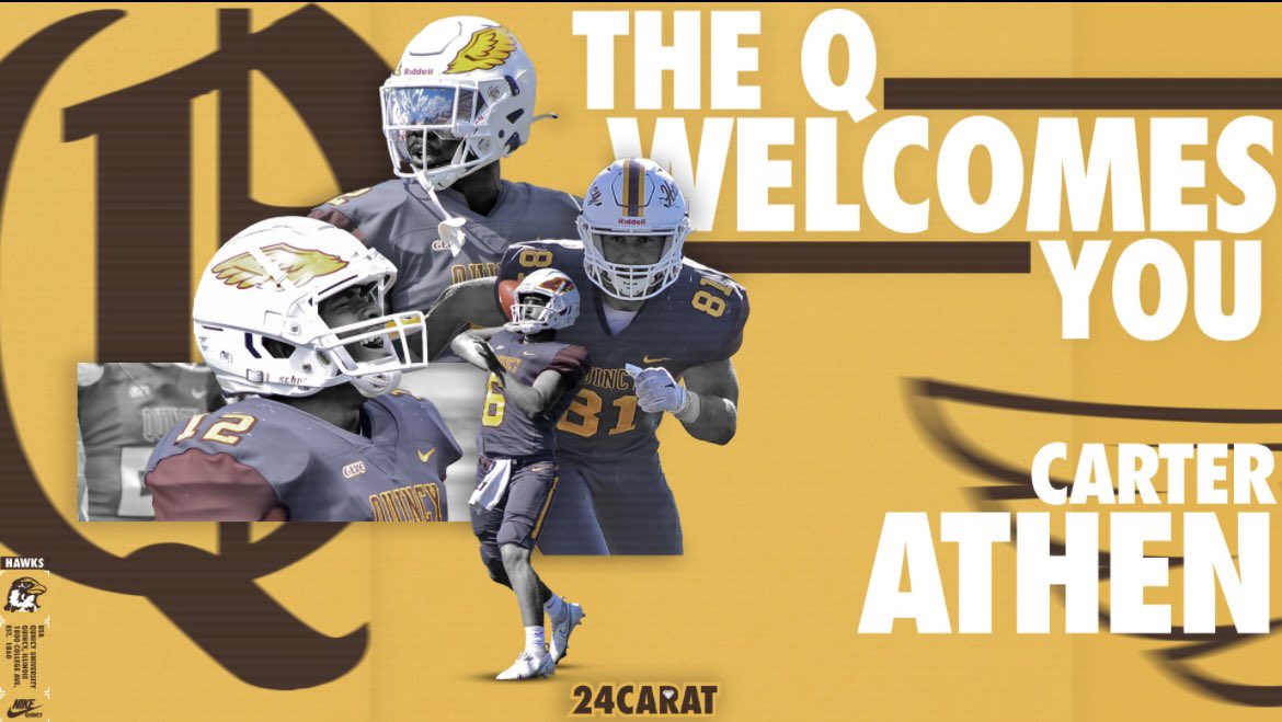 athencarter005's tweet photo. I had a great official visit at Quincy University today! Thank you @CoachPannone, @TheCoach_Buddha, and @CoachKillday for the great experience! 🟡🟤 https://t.co/FMOUYahA11