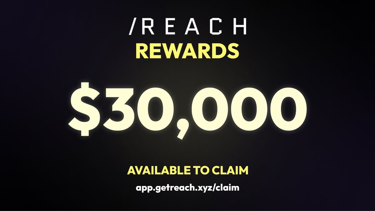 It's reward day! 🎉

We've just distributed $30,000 for engagement contributions in the last /Reach round

A new round has also begun for you to earn rewards on /Reach

Claim your rewards at app.getreach.xyz/claim