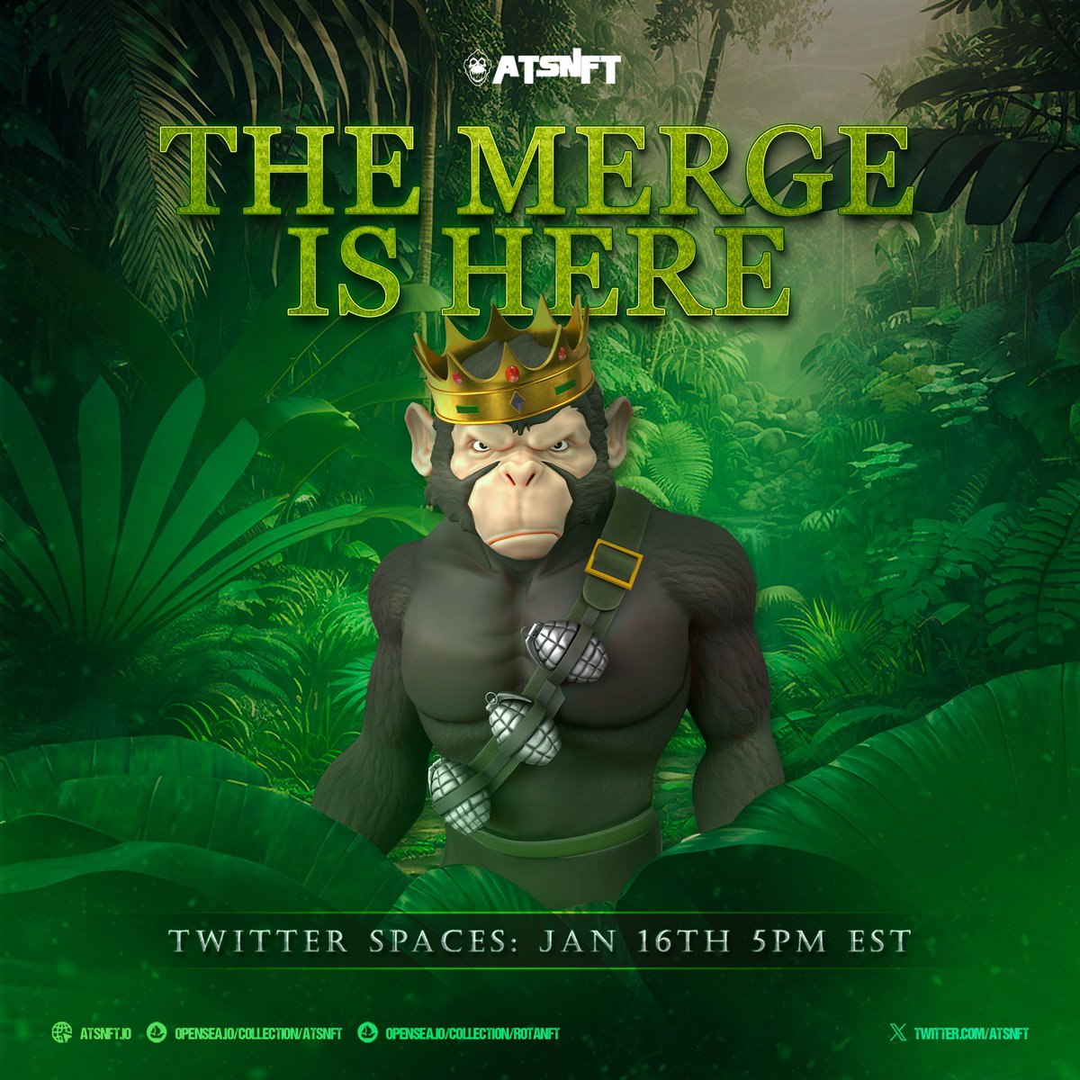 ATSNFT's tweet photo. The MERGE to Great Apes (@Grapes) is coming!

Set a REMINDER for the AMA here:
https://t.co/owS8NQA0zZ