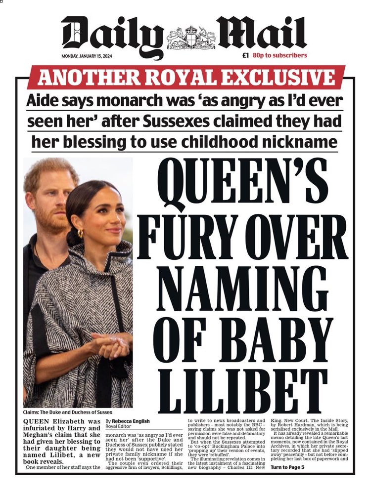 Huge front page. The Daily Mail is going all in on the provocation. This is a dare. A very public dare to very litigious egotists. Its also a trap - sue, to try to rebut this horror of a headline, and almost certainly lose. Or don’t sue, and silently confirm it’s veracity…☺️