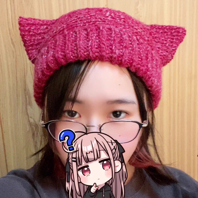 猫耳帽子編んだんだけどこれ正解?????