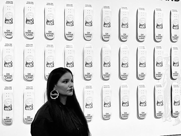 apachesk8boards's tweet image. You’re Skating On Native Land has now been featured at two museums
@DenverArtMuseum &amp;amp; @phxart
Installation by @douglasmilesart
now available for loan or collection. 
@JuxtapozMag &amp;amp; @thrashermag 
need to cover this Native narrative