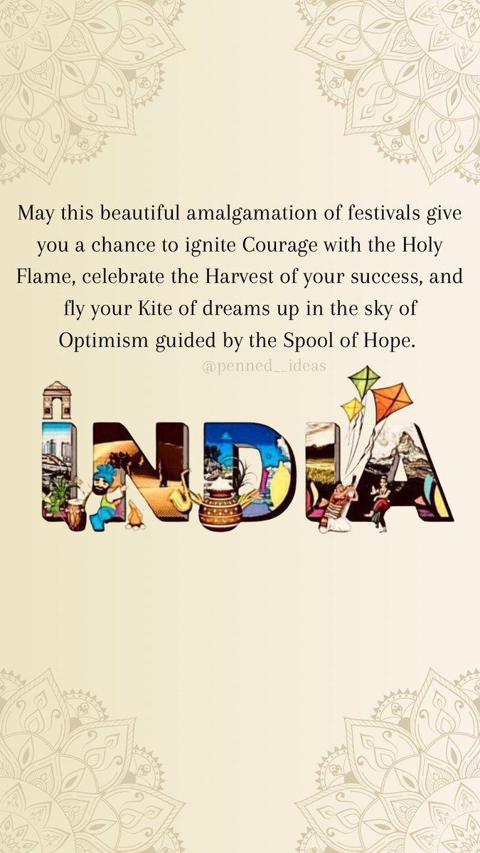 PennedIdeas's tweet photo. Beauty of India!🇮🇳 
#penned__ideas #MakaraSankranti #Pongal2024 #Lohri2024 #india #quotes https://t.co/VLV5TSfpa9
