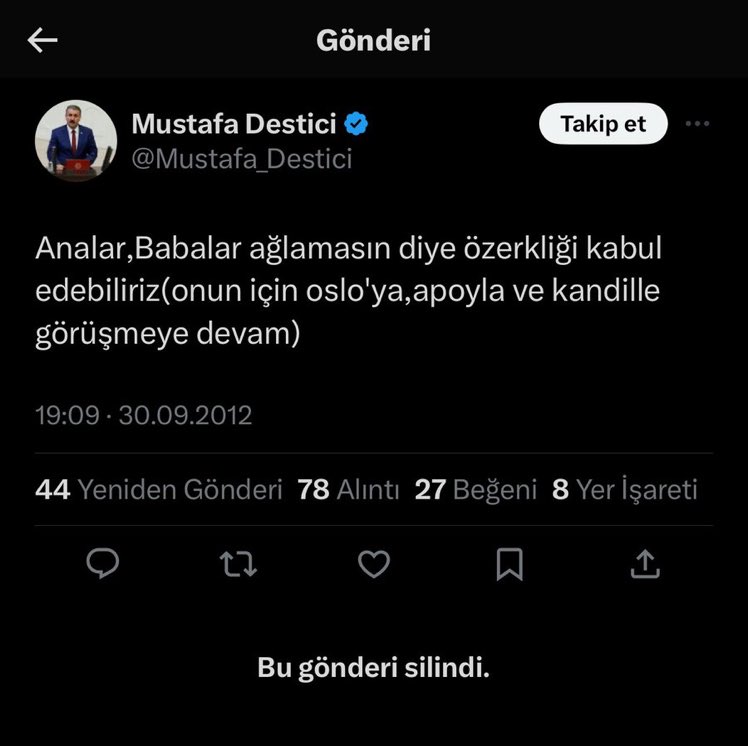 avcemilcicek01's tweet photo. Muhalefeti "terörist" ilan eden Mustafa Destici apar topar bu twitini sildi.

Elden ele yayalım da okumayanlar okusun büyük vatansever Destici'nin bu engin fikirlerini. https://t.co/oMUmCo5rm5
