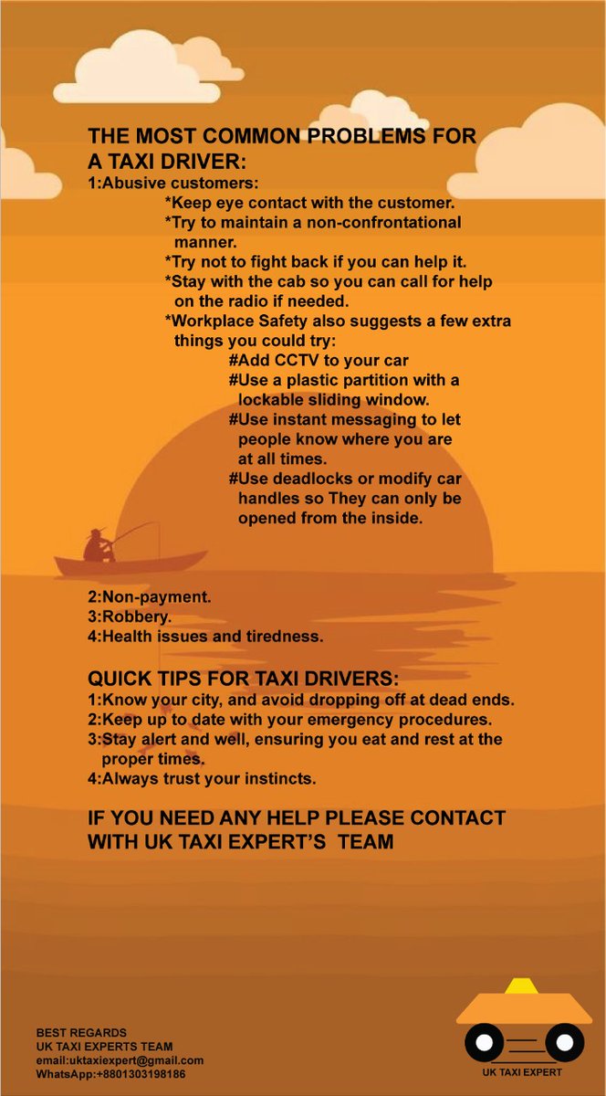 QUICK TIPS FOR TAXI DRIVERS:
fiverr.com/s/dlvlY3
#COMMON #PROBLEMS  #TAXI #DRIVER #customers #Keep #contact #maintain   #help #Stay #cabs #call #radio #Workplace #Safety #extra #try #Add #car #partition #message #people #know #open #inside #payment #Health #issues #QUICK