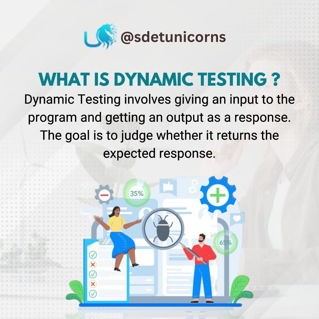 sdetunicorns's tweet photo. Dynamic Testing involves giving an input to the program and getting an output as a response. The goal is to judge whether it returns the expected response. 

#SoftwareTesting #DynamicTesting #AccessibiltyTesting #AgileTesting #QAInsights #FutureOfTesting #StaticTesting https://t.co/14SQ20Hx4s