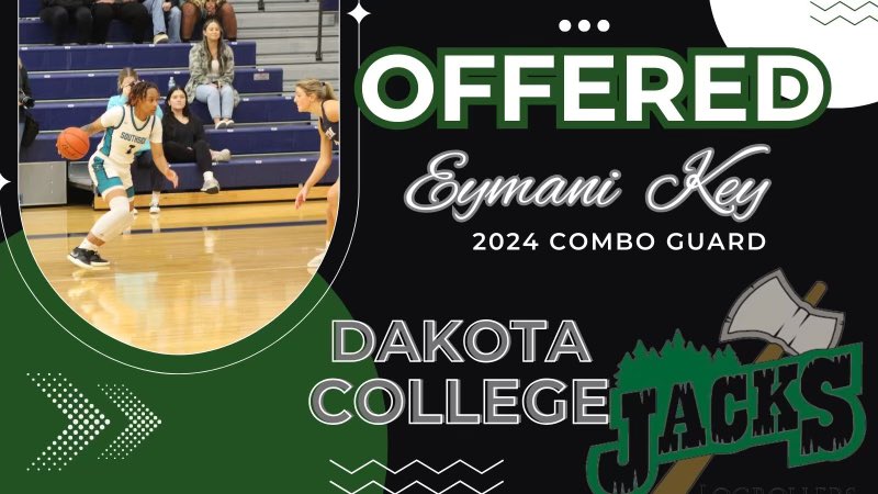 EymaniKey1's tweet photo. After having a great conversation with @LowPrep , I am blessed to receive an offer from Dakota College. Thank you Coach Roberts and the Lady Jacks Family!!!💪🏽 @MikeCoppage1 @FooteNote @SouthsideGBB @LgrBasketball @PGHLouisiana @4U2NVBasketball https://t.co/PXg7KTbZqB