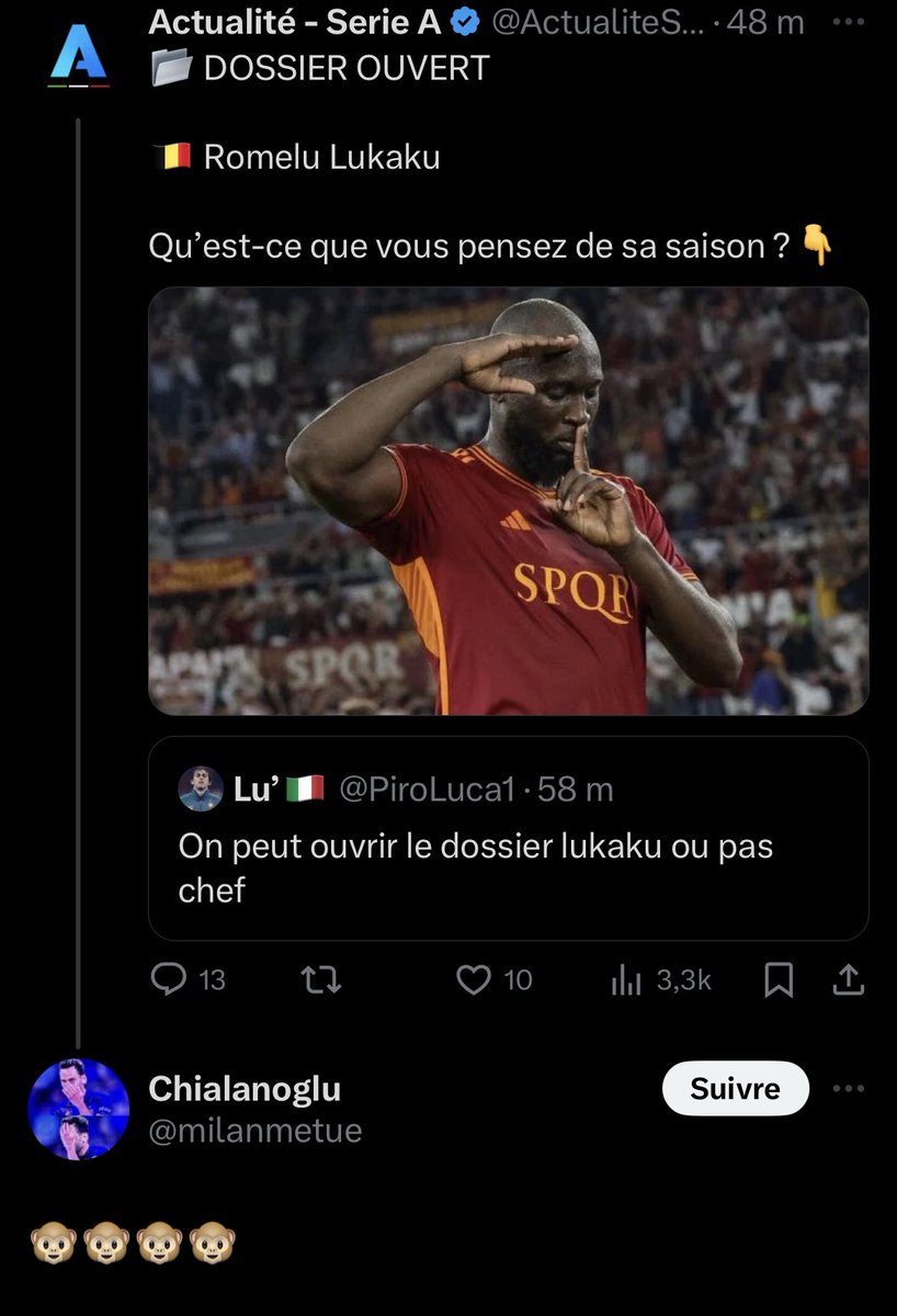 ActualiteSerieA's tweet photo. Ce genre de commentaire… Dégoûtant 🤮

N’hésitez pas à aller signaler son compte.

✊🏻✊🏼✊🏽✊🏾✊🏿 https://t.co/6TwvQGEo0K