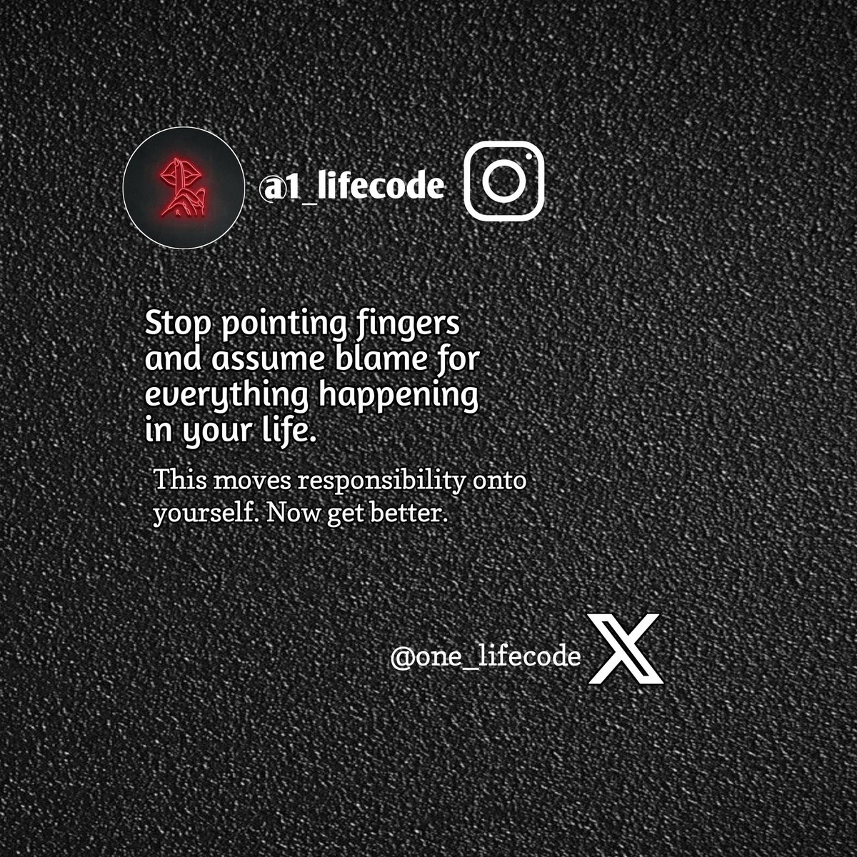 one_lifecode's tweet image. Stop panicking fingers and assume blame for everything that happens in your life.