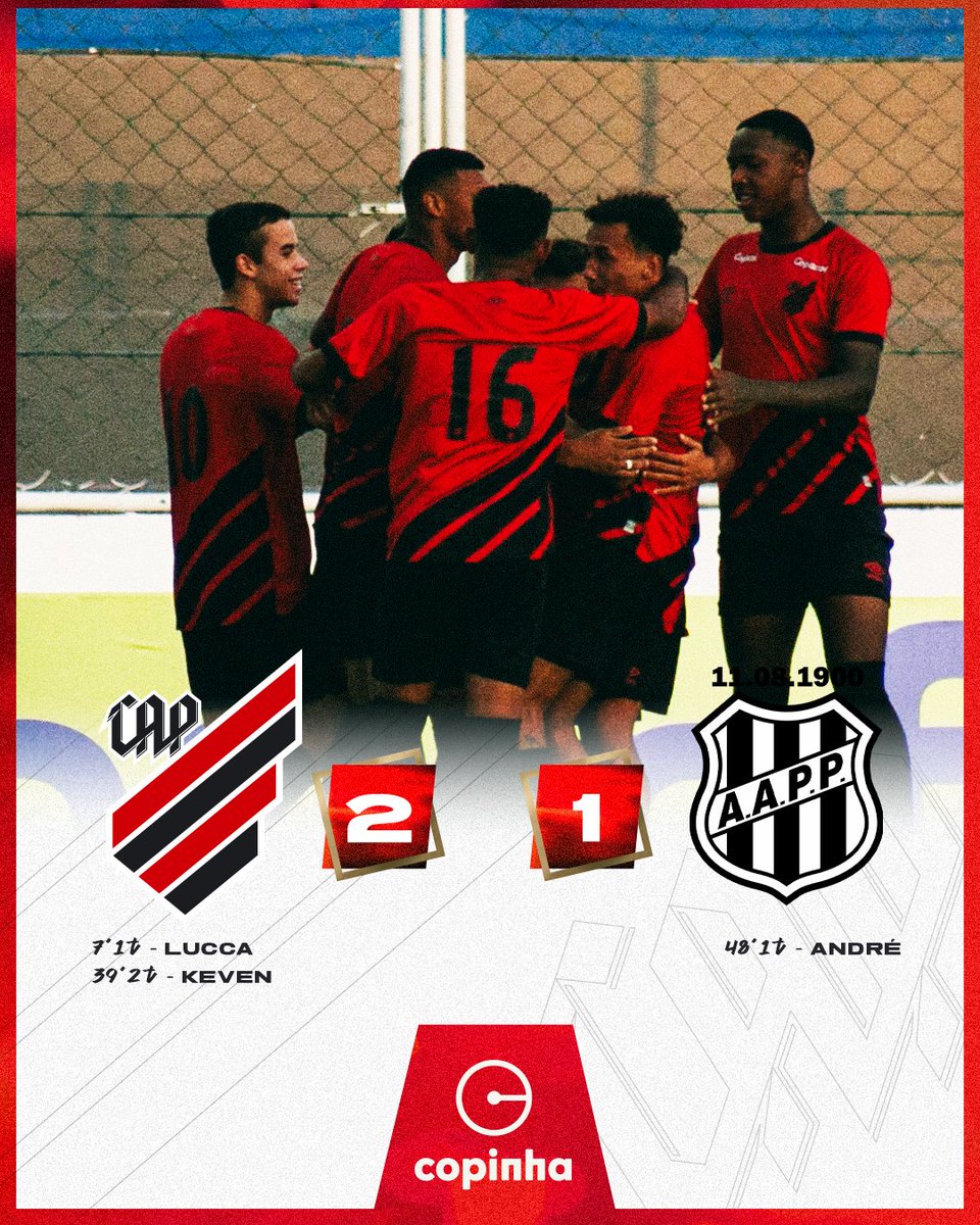 🌪️🔴⚫️ NAS OITAVAS DE FINAL!!! 
Piazada classificada na Copinha! 

O adversário na próxima fase será o Grêmio. O jogo está previsto para terça ou quarta. 

VAMOS, PIAZADA!!! 

#Athletico #PiazadaDoCaju