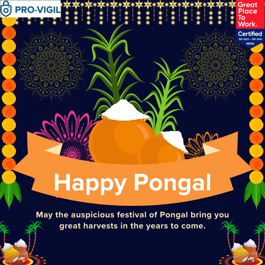 ProVigilIndia1's tweet photo. @ProVigilCorp wishes everyone a harvest of joy, prosperity, and abundance this Pongal!

#HarvestOfJoy #FestiveWishes #PongalCelebration https://t.co/E8J12p5O9L