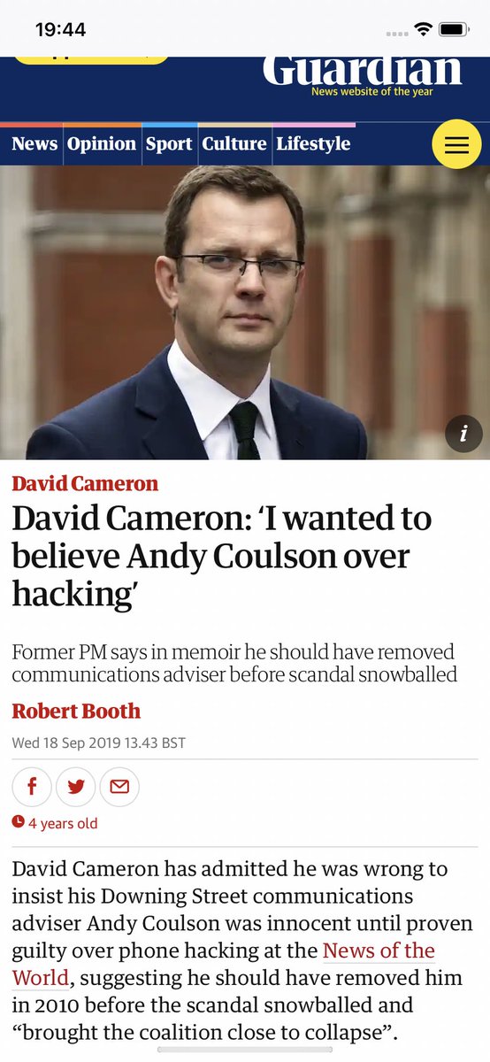 eddy_dawes's tweet photo. @fascinatorfun @avaltd CHARITY BEGINS AT HOME FOR #Camoron who regularly dined with James Murduck, Rebekah Wader, Andie Coulswan!
Complicit in the Phone hacking scandal.
Recent ’Phone tapping payout’ to Chris Huhne, @BBCRadio4 Interview identified there was a ‘Govmt insider’ who tipped off News barons! https://t.co/cGcA7pULNt