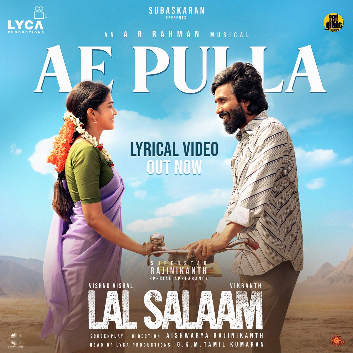 LycaProductions's tweet image. ‘AE PULLA’, the soul-stirring 2nd single from Lal Salaam is OUT NOW! ▶️ immerse yourself in the soothing melody that captivates your heart! 🎵❤️

▶️ youtu.be/unLLow3oXcM

An @arrahman musical 🎹
Lyrics ✍🏻 @KaviKabilan2 
Singer 🎤 @sidsriram 
Music on @SonyMusicSouth 💿🎶…