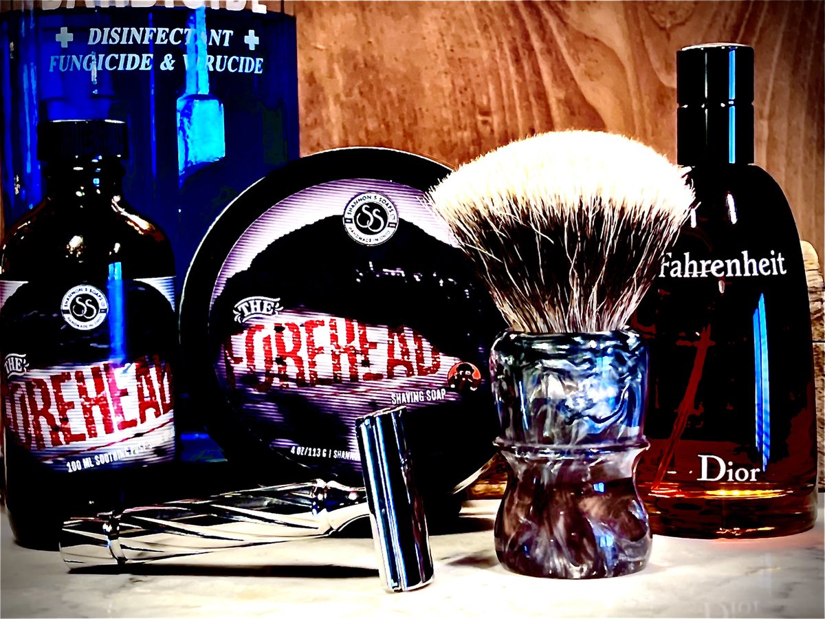 senate515's tweet photo. #SOTD 
Barbaros TR-2
Perma-Sharp Super Blade
Mozingo Brushworks B3
Shannon’s Soaps The Forehead
Dior Fahrenheit  EdT https://t.co/YcAQOWDpBD