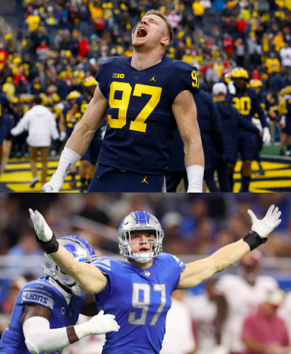 _ZachShaw's tweet photo. Aidan Hutchinson snapped Michigan's 17-year Big Ten title drought and the Detroit Lions' 32-year playoff win drought in a span of 25 months.

Someone get this man to the batting cages sometime after Feb. 11 lol https://t.co/lL7PKlEABa