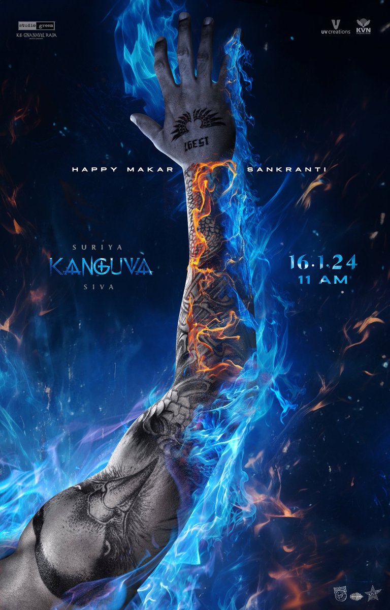 For he was touched by fire, chosen as a beacon of hope🔥  

Unveiling the #Kanguva2ndLook tomorrow at 11 AM⚔️

#Kanguva🦅⚔️  #HappyPongal🌾 #HappyMakarSankranti🌞

@Suriya_offl @DishPatani @directorsiva @ThisIsDSP @GnanavelrajaKe @UV_Creations @KvnProductions @saregamasouth