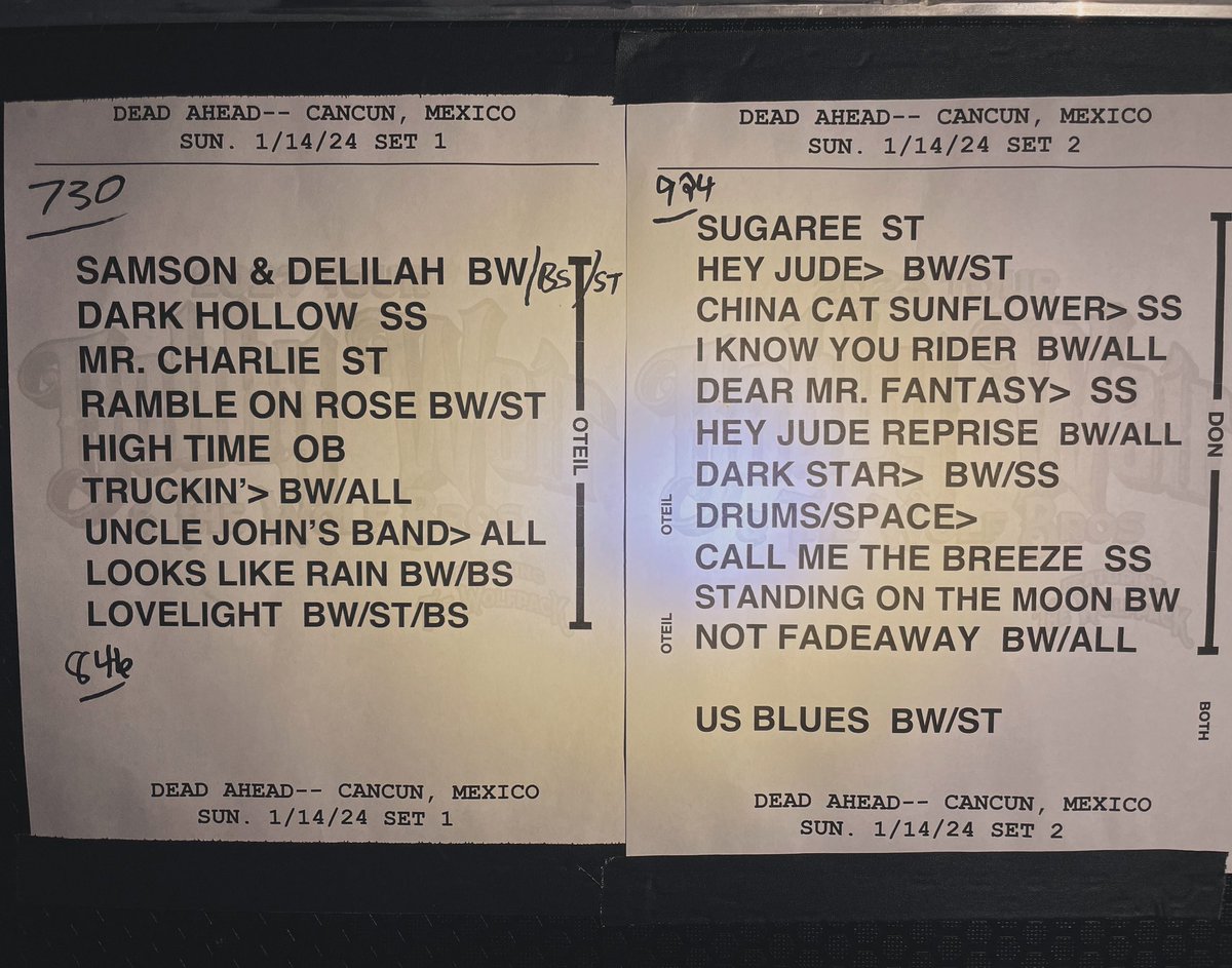 Sun. 1/14/24 Cancún, Mexico <a href="/DeadAheadFest/">DeadAheadFest</a> 
Showtime: 725pm-1119pm
Thanks to <a href="/BrittNicx/">Brittney Spencer</a>  For sitting in on Samson,  LL Rain &amp; Lovelight. 
Last BW “Call me the Breeze” 2/13/13. 
Never miss a Monday show. Same time same place. 
📷: Matt Busch