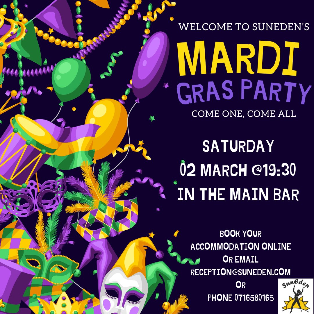 Grab your beads and join the fun; it’s time to celebrate. Join us for our 3rd stop on our around the world party tour, New Orleans #sunedenresort #dinokeng #mardigras