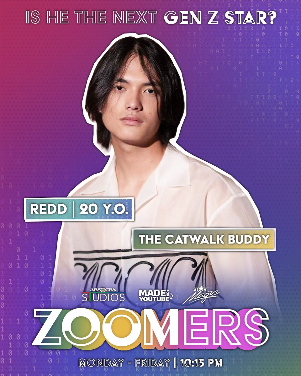 TheodoreBoborol's tweet photo. Will Redd color our screens as THE NEXT GEN Z STAR?

Watch #Zoomers, the search for the next Gen Z star, from Monday-Friday at 10:15 PM on Kapamilya Channel, TV5, TFC, and A2Z!

All episodes will also be available on YouTube! #Redd https://t.co/EHd0wn4fdk