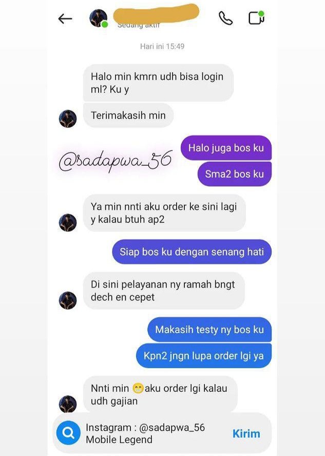 sadapwa_56's tweet photo. Melayani pulihkan akun Mobile legend dan Pubg dll.
No Wa : 085-727-093-167
#hackml #hackpubg #PUBGMOBILE #mobilelegendsbangbang #MobileLegends https://t.co/doPV1llGk3