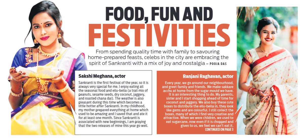 XpressBengaluru's tweet photo. From spending quality time with family to savouring home-prepared feasts, celebs in the city embrace the spirit of Sankranti
✍🏼: @pooja_das49
@tniefeatures @cloudnirad @santwana99
@iamsurajgowda @dixitvasu @Ranjani2903 @meghana_offici @ShubraAiyappa @raagamanasi https://t.co/JrinKzHJNW