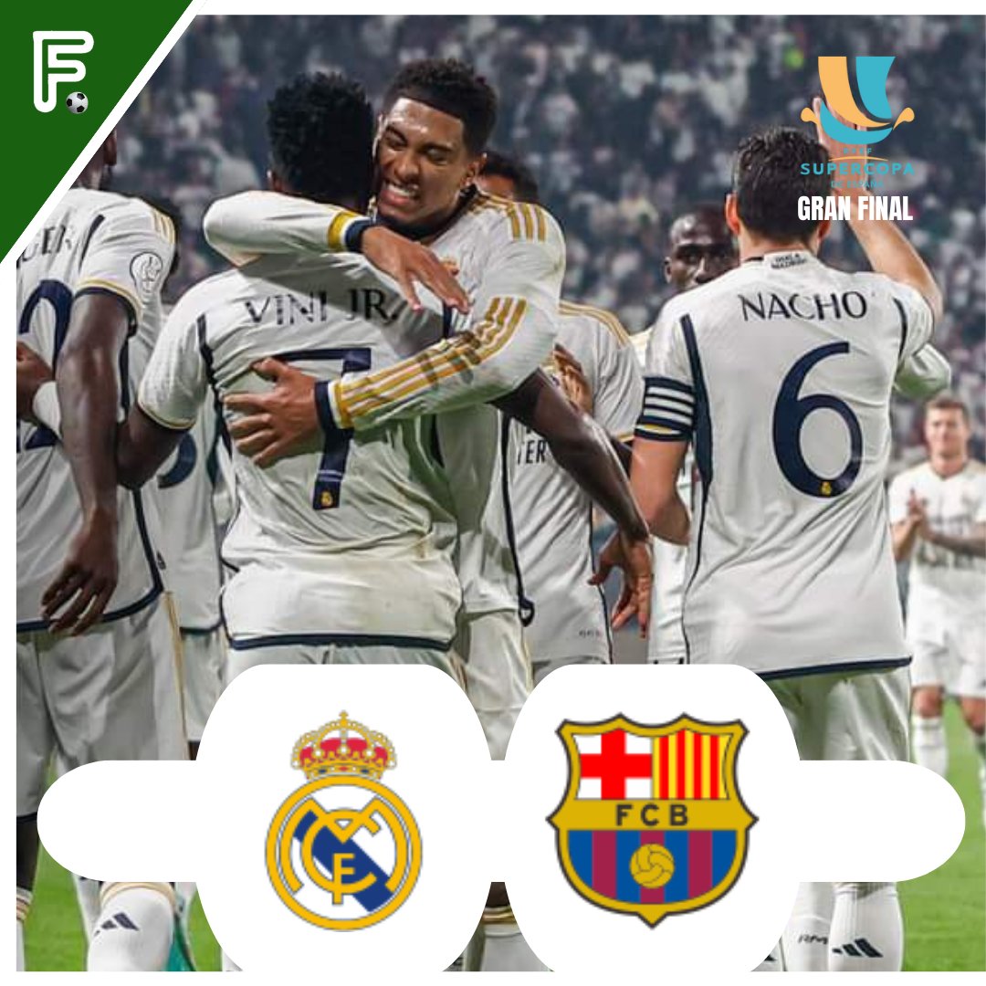 mediodeportes's tweet photo. 🏆🇪🇸 | Se jugó el encuentro decisivo de la Gran Final de la Supercopa del fútbol español temporada 2023/24 ... 🔥🔥

✅ Real Madrid 4️⃣ - 1️⃣ Barcelona 
⚽ Vinicius Jr. (hat-trick) y Rodrygo
⚽ R. Lewandowski 

✅ CAMPEÓN 

#SupercopaEspaña #GranFinal #SuperCup https://t.co/8KLywCPMZY
